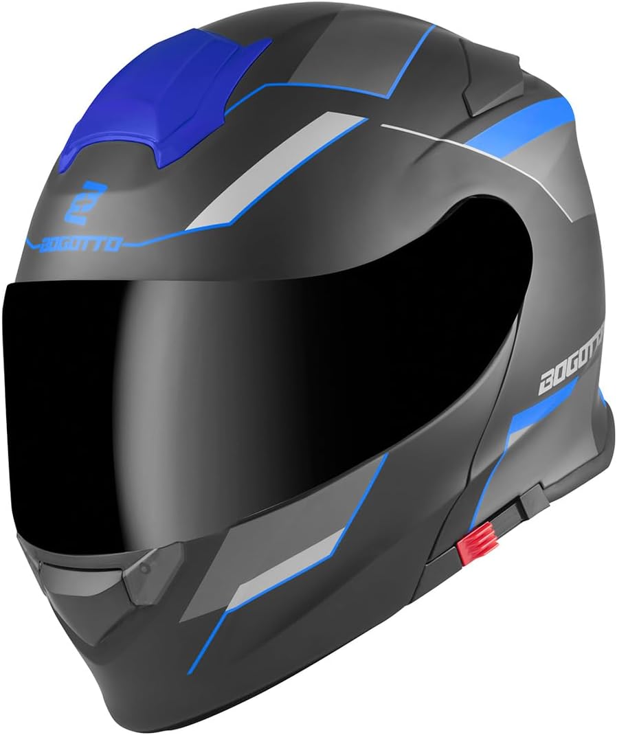 Bogotto V271 Delta Klapphelm XS Schwarz Matt/Blau, XS Schwarz Matt/Blau