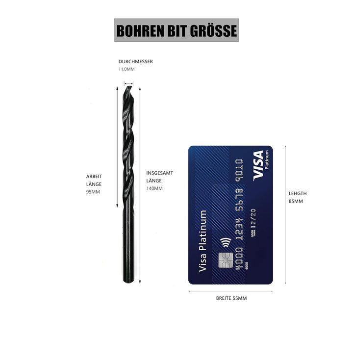 DelitonGude 11,0mm HSS M35 Cobalt Twist Bohrer, Hochgeschwindigkeitsstahl, Satz 5, passend für Stähl