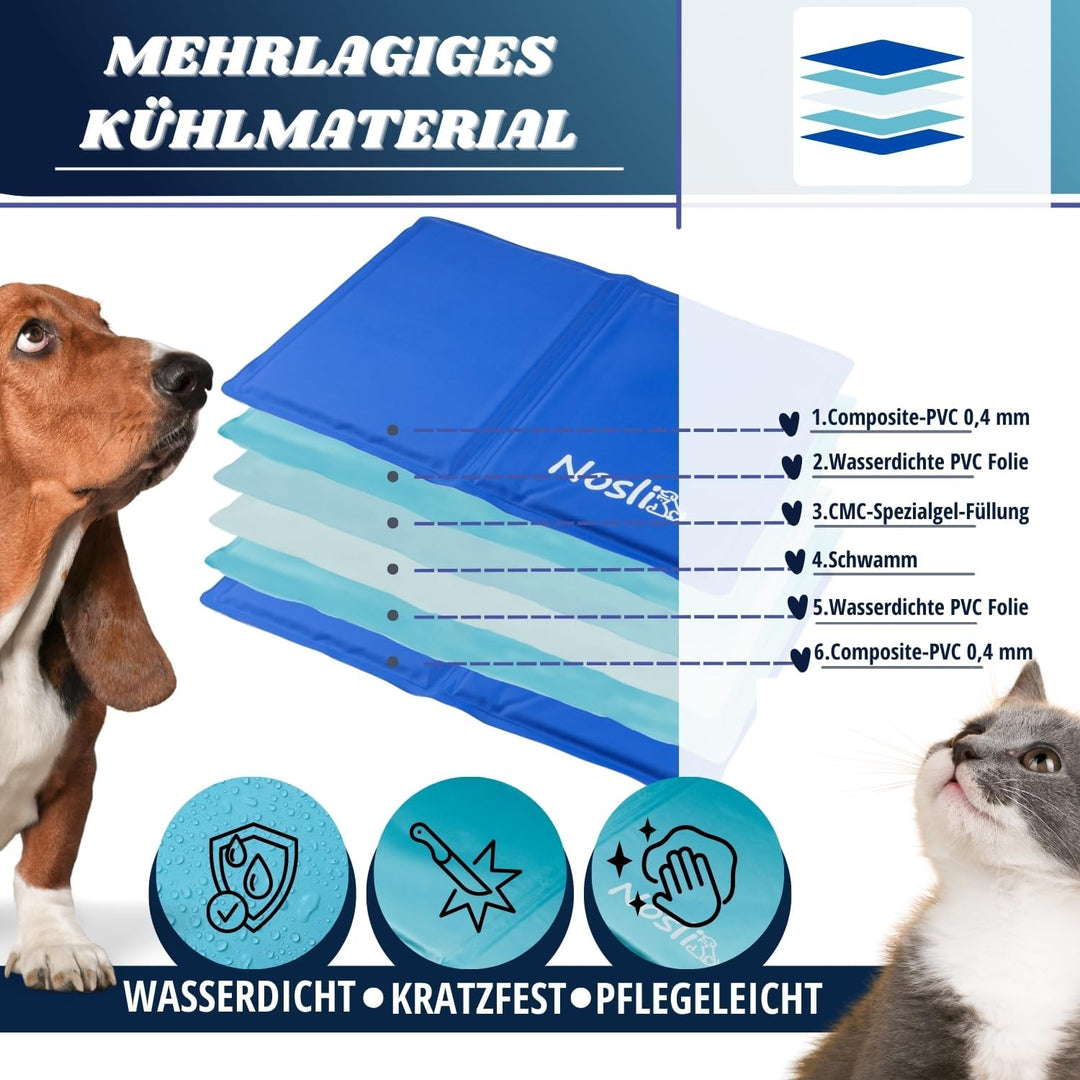 Nosli Kühlmatte für Hunde, Katzen & Menschen (50x65cm) • Selbstkühlende Hundematte mit Gel • Gel-Küh