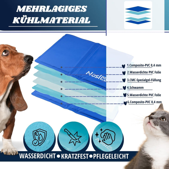 Nosli Kühlmatte für Hunde, Katzen & Menschen (50x65cm) • Selbstkühlende Hundematte mit Gel • Gel-Küh