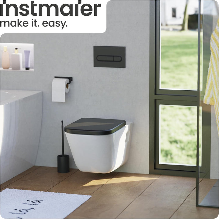 instmaier Helma | Toilettendeckel mit Absenkautomatik | Schwarz | TÜV geprüft | Eckig | Toilettensit