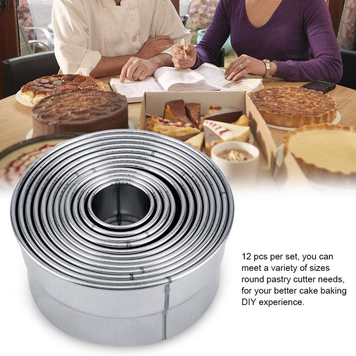 Edelstahl-Ausstecher-Set,plplaaoo 12 Stück/Set Keks-Mousse-Kuchenform, rundes Backwerkzeug, rundes A