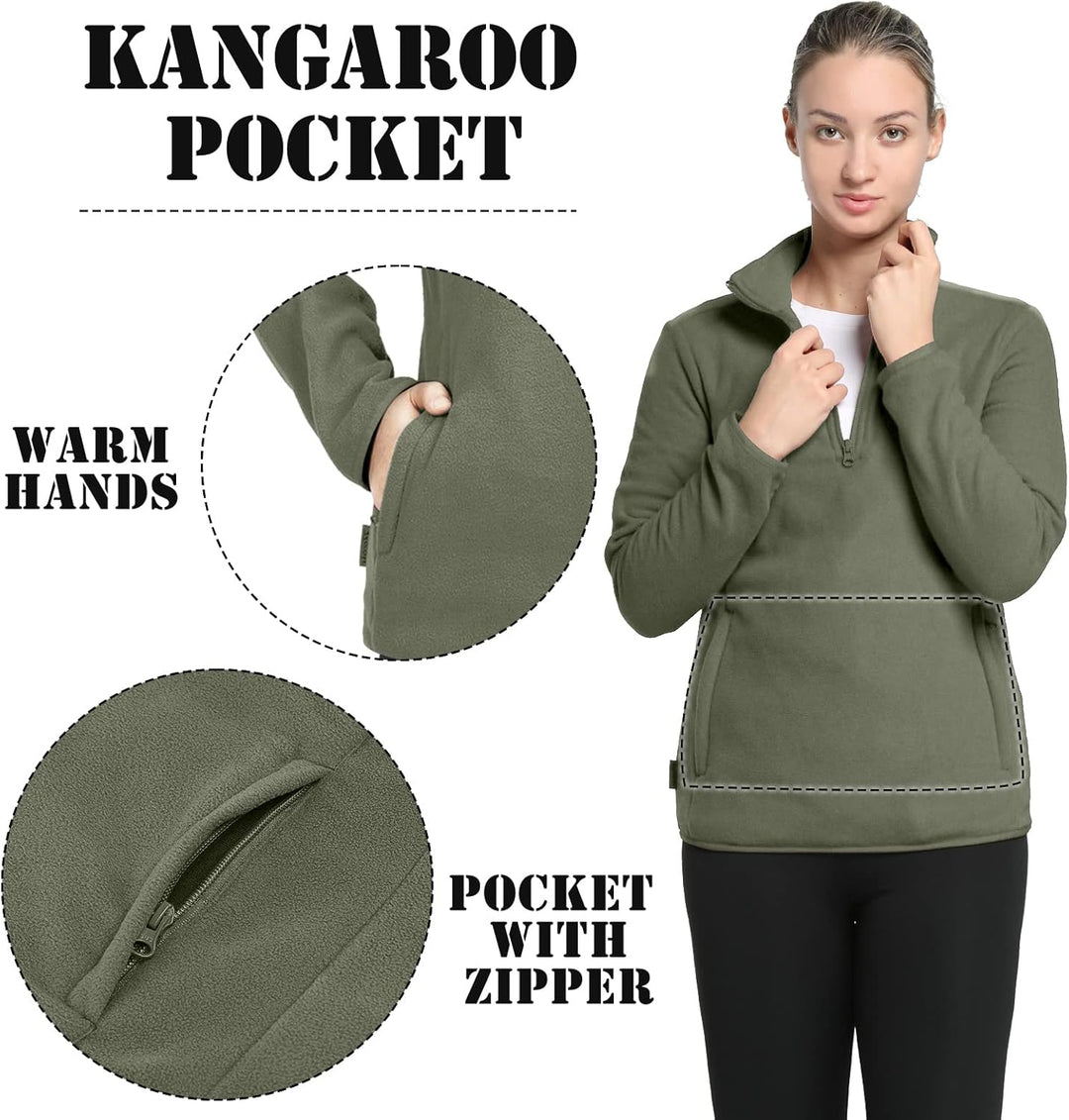 33,000ft Damen Fleece Pullover mit Halbreissverschluss Fleeceshirt Winter Warm Ski-Pullover Microfle