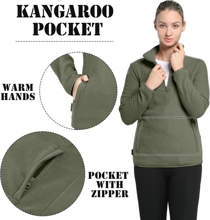33,000ft Damen Fleece Pullover mit Halbreissverschluss Fleeceshirt Winter Warm Ski-Pullover Microfle