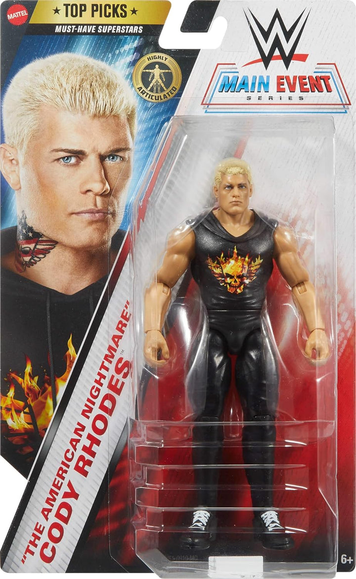 Mattel WWE Top Picks Actionfigur, 15,2 cm grosses Sammlerstück Cody Rhodes "The American Nightmare"