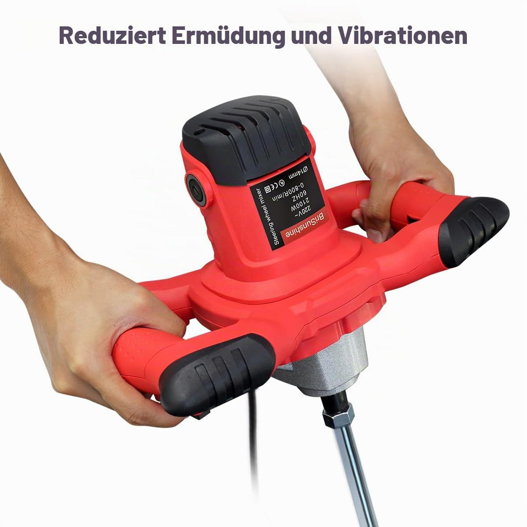BriSunshine Mörtelrührer Rührgerät (2100W, 0-800r/min Drehzahl, 6 einstellbaren Geschwindigkeiten, A