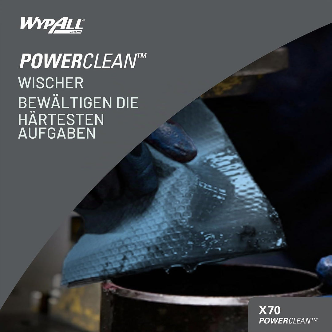 WypAll X70 Power Clean Reinigungstücher für mittelschwere Reinigungsaufgaben 8251 – 2-in-1 Midi-Roll