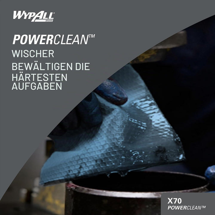 WypAll X70 Power Clean Reinigungstücher für mittelschwere Reinigungsaufgaben 8251 – 2-in-1 Midi-Roll