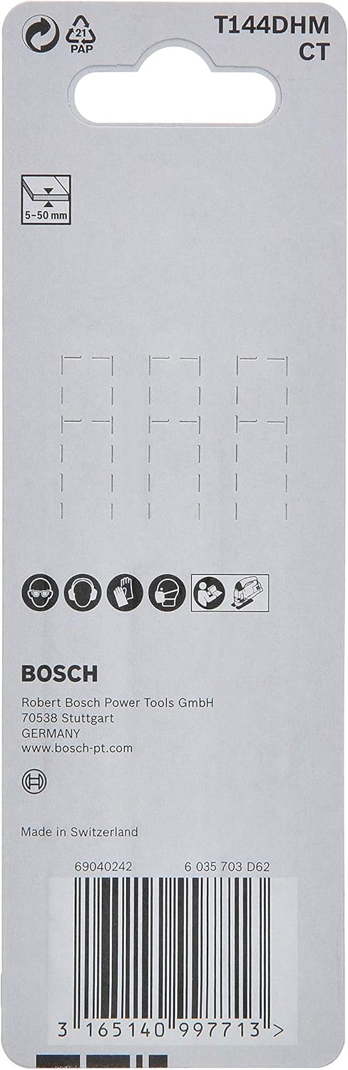 Bosch Professional 3 Stück Stichsägeblatt T 144 DHM Endurance for Wood (für Holz, Zubehör Stichsäge)
