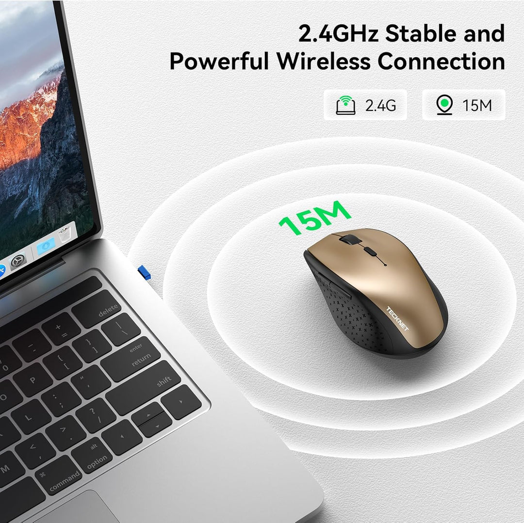 TECKNET Kabellose Maus, 4800 DPI 2.4G Funkmaus mit USB Empfänger, 30 Monate Batterielaufzeit, Optica