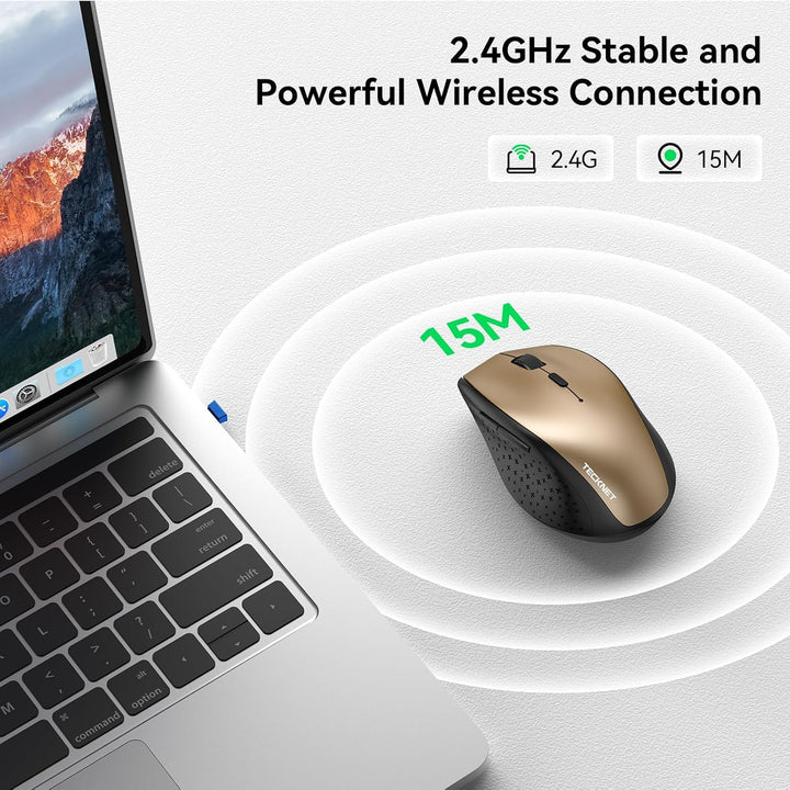 TECKNET Kabellose Maus, 4800 DPI 2.4G Funkmaus mit USB Empfänger, 30 Monate Batterielaufzeit, Optica