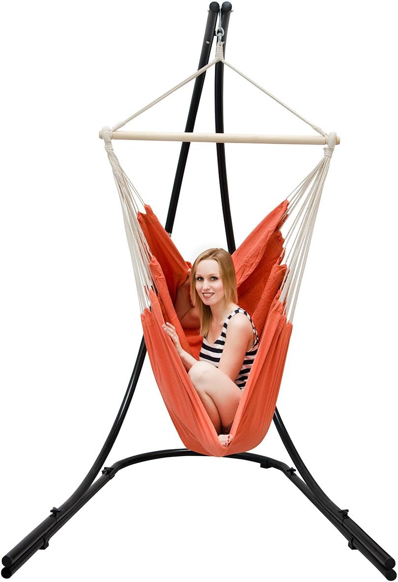 AMANKA XXL Hängesessel mit Gestell - Hängestuhl 185x130cm mit 210cm Metall Ständer für Garten - Gros