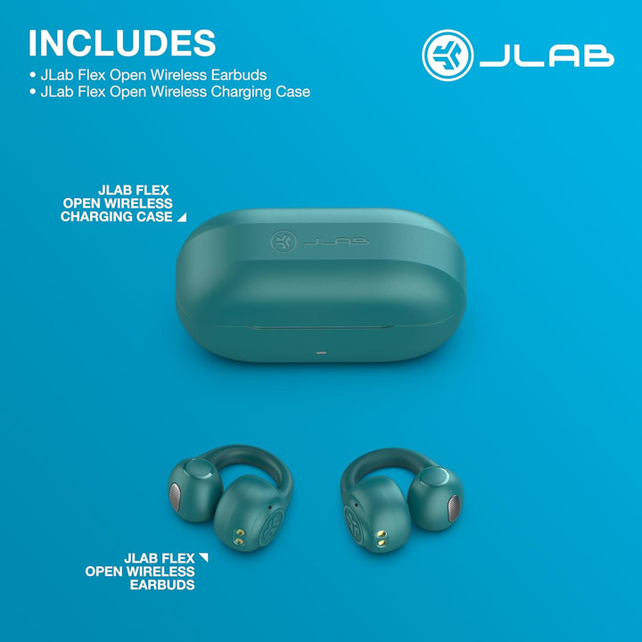 JLab Flex Open Ear Kopfhörer - Open Ear Earbuds, Manschetten-Design Clip-On-Kopfhörer, 21 Stunden Ak