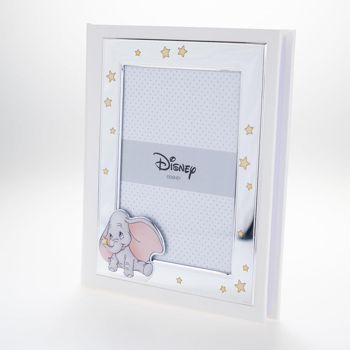VALENTI & CO. Disney Baby - Dumbo - Fotoalbum für Kinder mit silbernem Fotorahmen für Taufe oder Kin