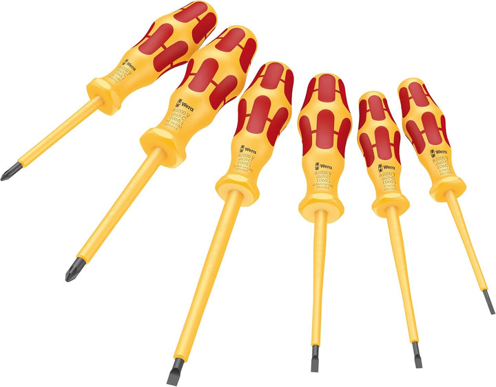 Wera '05051576001 1060 i/1065 i/6 Schraubendrehersatz Kraftform VDE, 6-teilig, Gelb/Rot Pozidriv & S