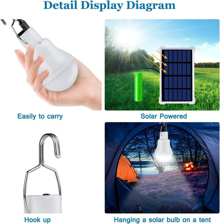 TechKen 2 Stk Solar Glühbirne Aussen mit Lichtsensor und Fernbedienung,Solarlampen Hängend Solarlich