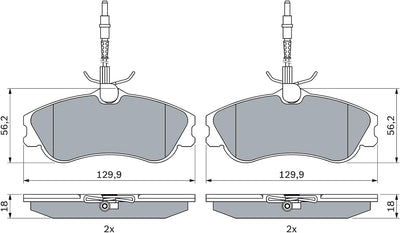 Bosch BP103 Bremsbeläge - Vorderachse - ECE-R90 Zertifizierung - vier Bremsbeläge pro Set