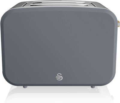 Swan Nordic Toaster Breitschlitz, 2 Scheiben, 3 Funktionen, 6 Bräunungsstufen, modernes Design, Edel