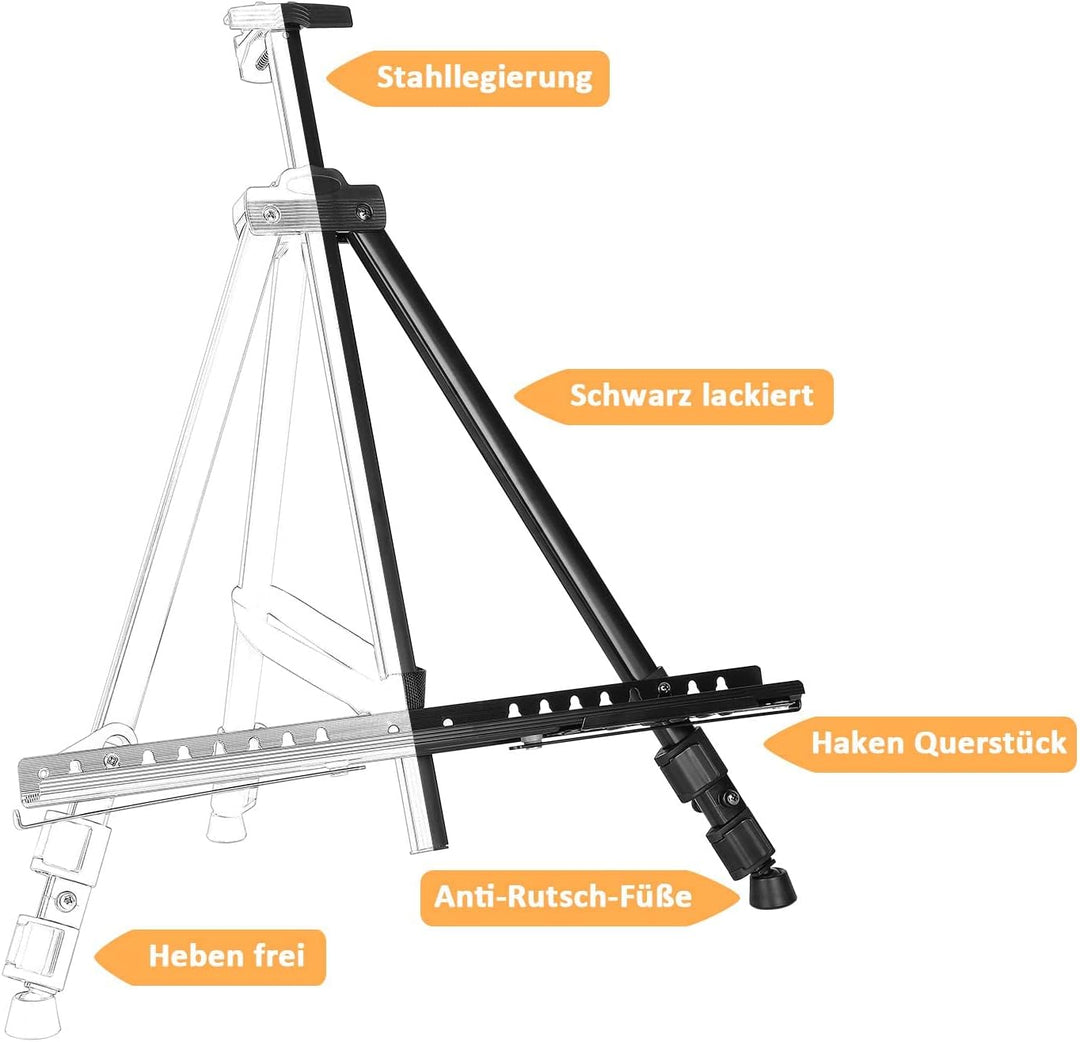 Trintion 2 Stück Aluminium Staffelei 50-167cm Verstellbar Feldstaffelei Schwarz Anzeigen Atelierstaf