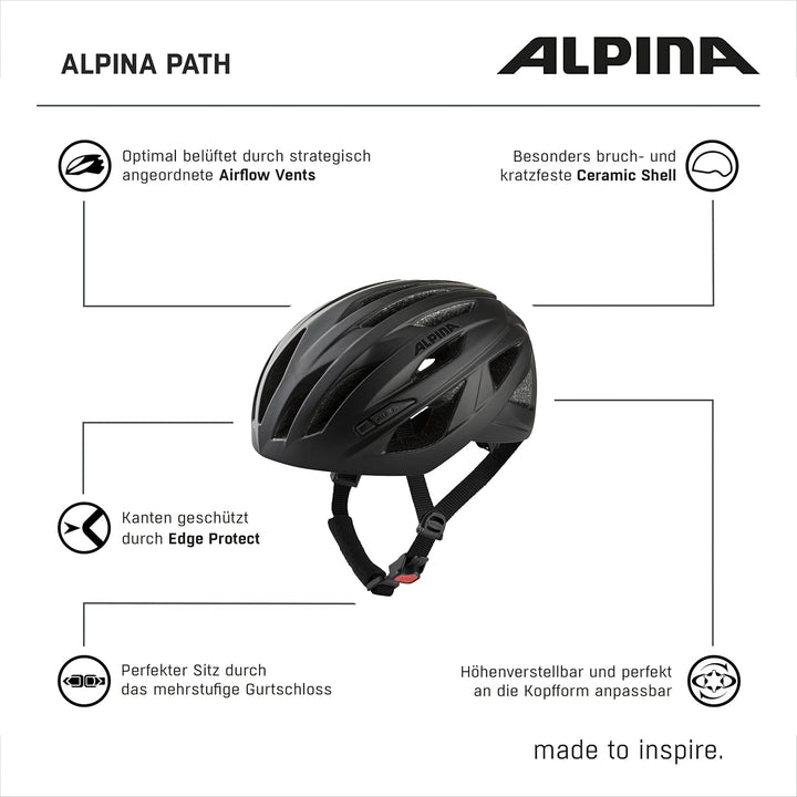 ALPINA Path Helm schwarz 51-56 cm, 51-56 cm