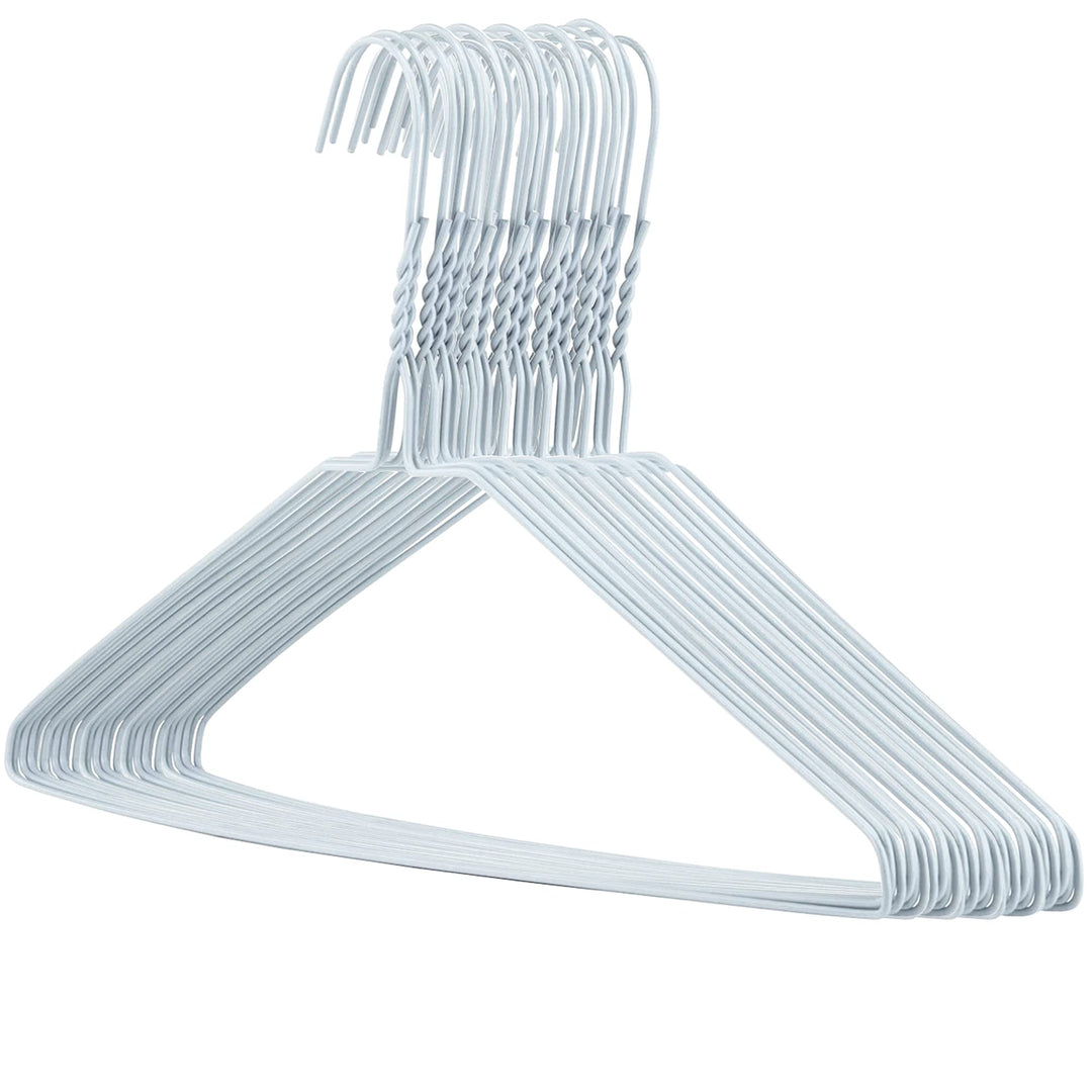 Hangerworld 20 Draht Kleiderbügel 40cm Weiss Mit Einkehrbung Metall-Kleiderbügel Extra flach, 20
