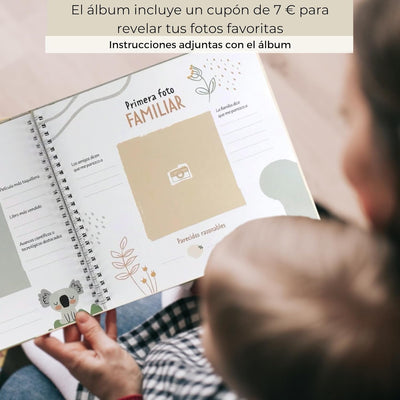 HuBorns - Babyalbum Erstes Jahr bis 5 zum Einkleben von Fotos und Beschriften, Fotoalbum Kinder mit