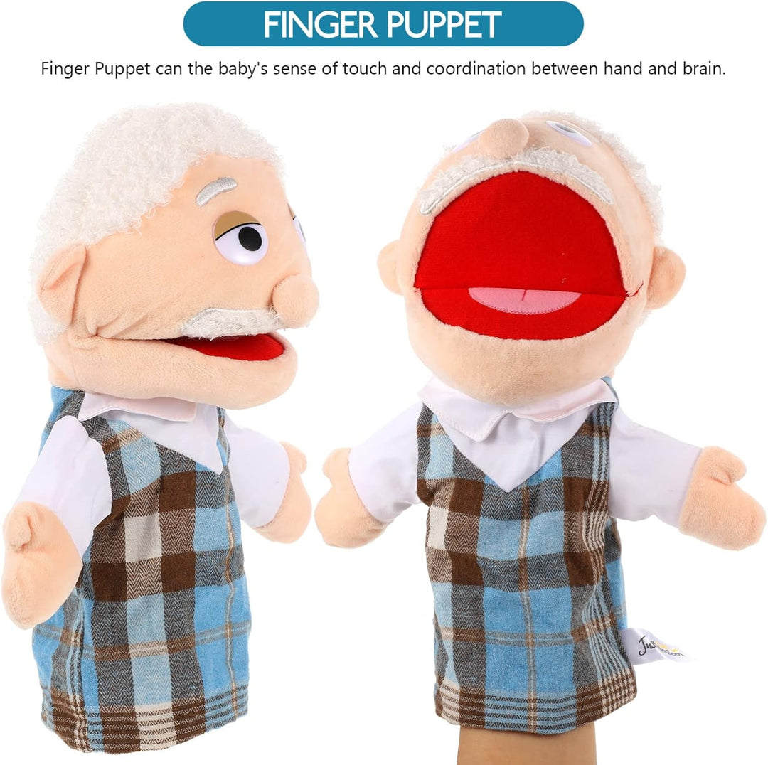 Toddmomy Kreative Handpuppe Opa Mit Beweglichem Mund Lebensartiges Handspielzeug Für Kinder Plüsch H