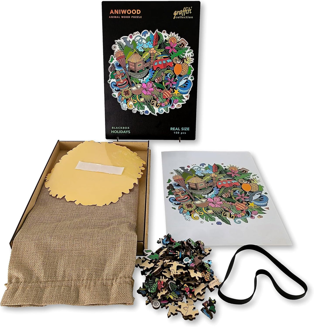 ANIWOOD Holzpuzzle Erwachsene Tieren. Gestanzter Deckel, Lebensgrosse Puzzle-Box. 3 Schwierigkeitsmo