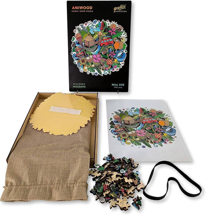 ANIWOOD Holzpuzzle Erwachsene Tieren. Gestanzter Deckel, Lebensgrosse Puzzle-Box. 3 Schwierigkeitsmo
