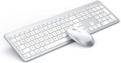 seenda Tastatur Maus Set Kabellos, Ultra-Dünne Wiederaufladbare, Ergonomische mit Silikon Staubschut