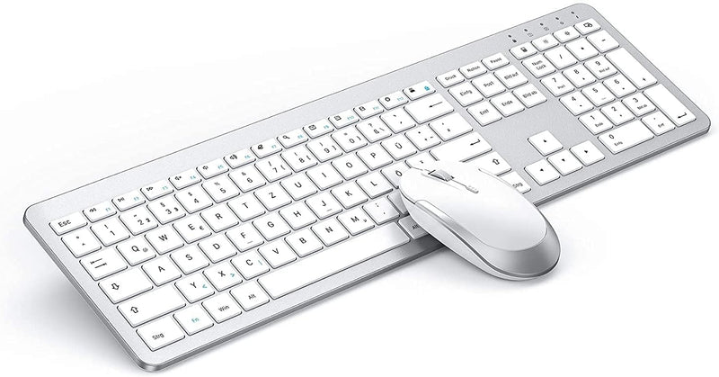 seenda Tastatur Maus Set Kabellos, Ultra-Dünne Wiederaufladbare, Ergonomische mit Silikon Staubschut