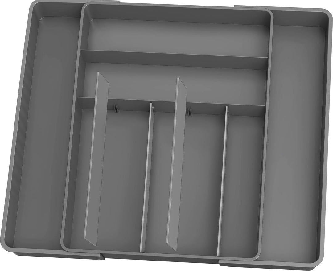 Simple Houseware Erweiterbarer Besteck-Organizer für Küchenschubladen, Grau, Grau