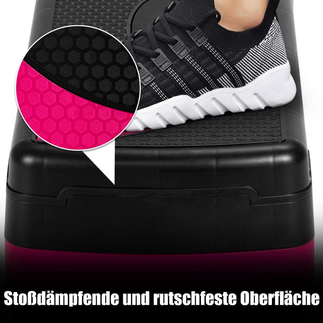 GYMAX Steppbrett höhenverstellbar, Stepper mit 3 Stufen(10/15/20 cm), Aerobic Stepper bis zu 250 kg