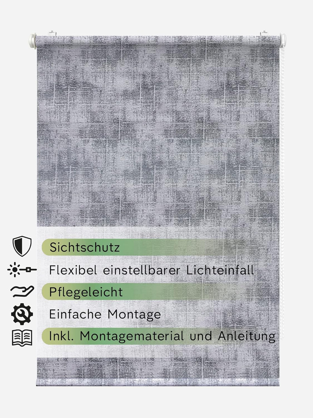 Rikmani Tageslichtrollo AVI Fensterrollo verdunkelnd, Rollo, Klemmfix, Anschraubbar, Verdunkelungsro