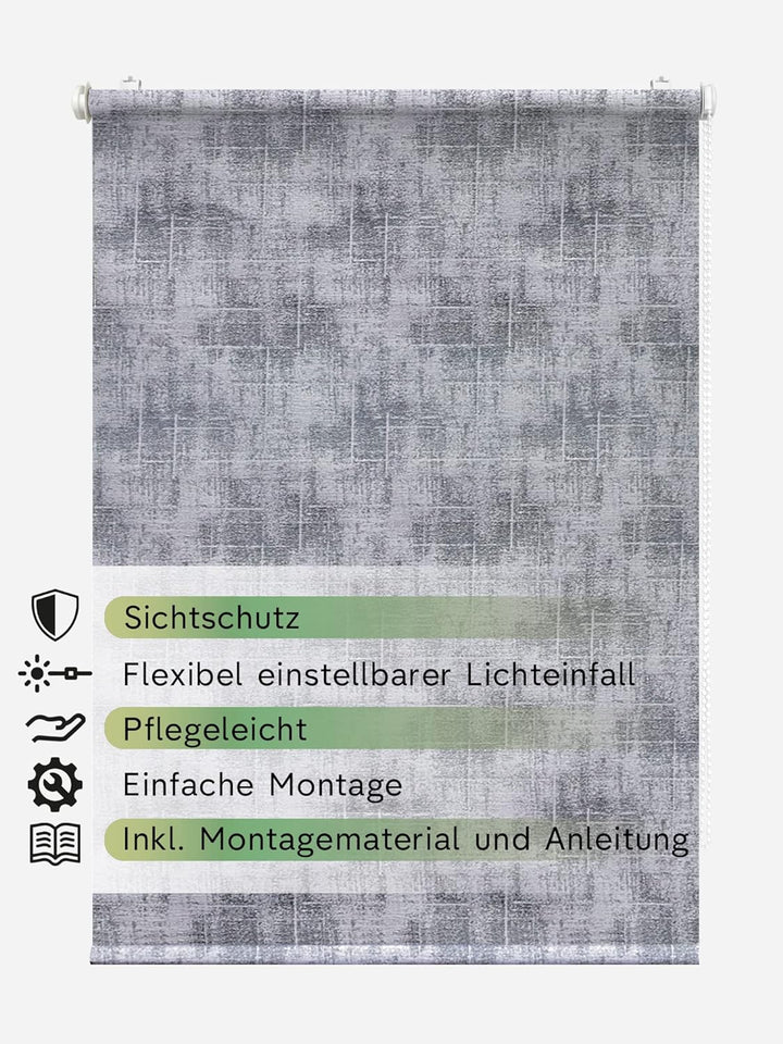 Rikmani Tageslichtrollo AVI Fensterrollo verdunkelnd, Rollo, Klemmfix, Anschraubbar, Verdunkelungsro
