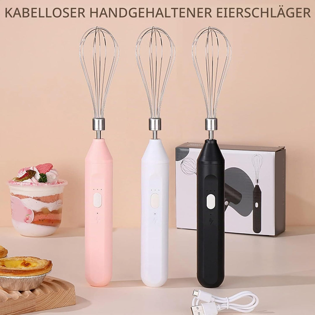 Elektrischer Schneebesen, Kabelloser Handmixer 3 Geschwindigkeiten Zum Backen zu Hause (Schwarz)