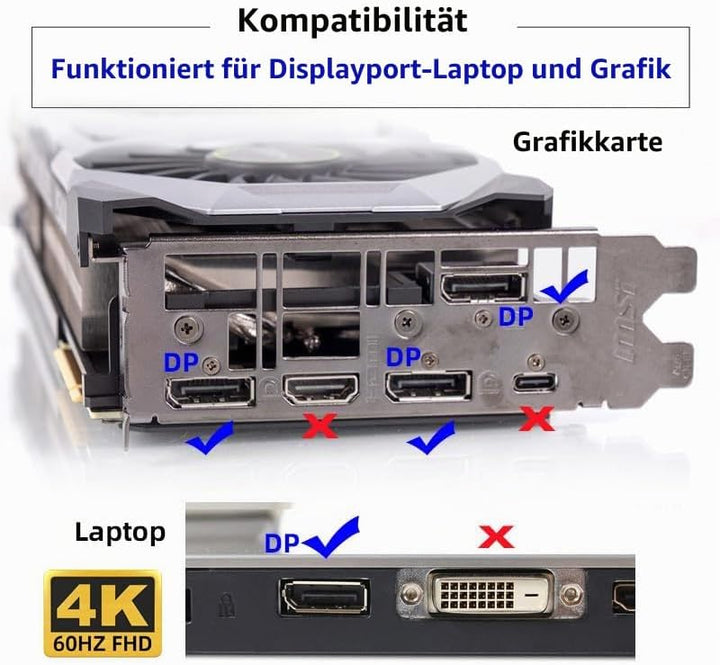 cablecc DP Virtual Display 4K60HZ Dummy-Stecker Headless Ghost Emulator Displayport Aktivadapter Sil