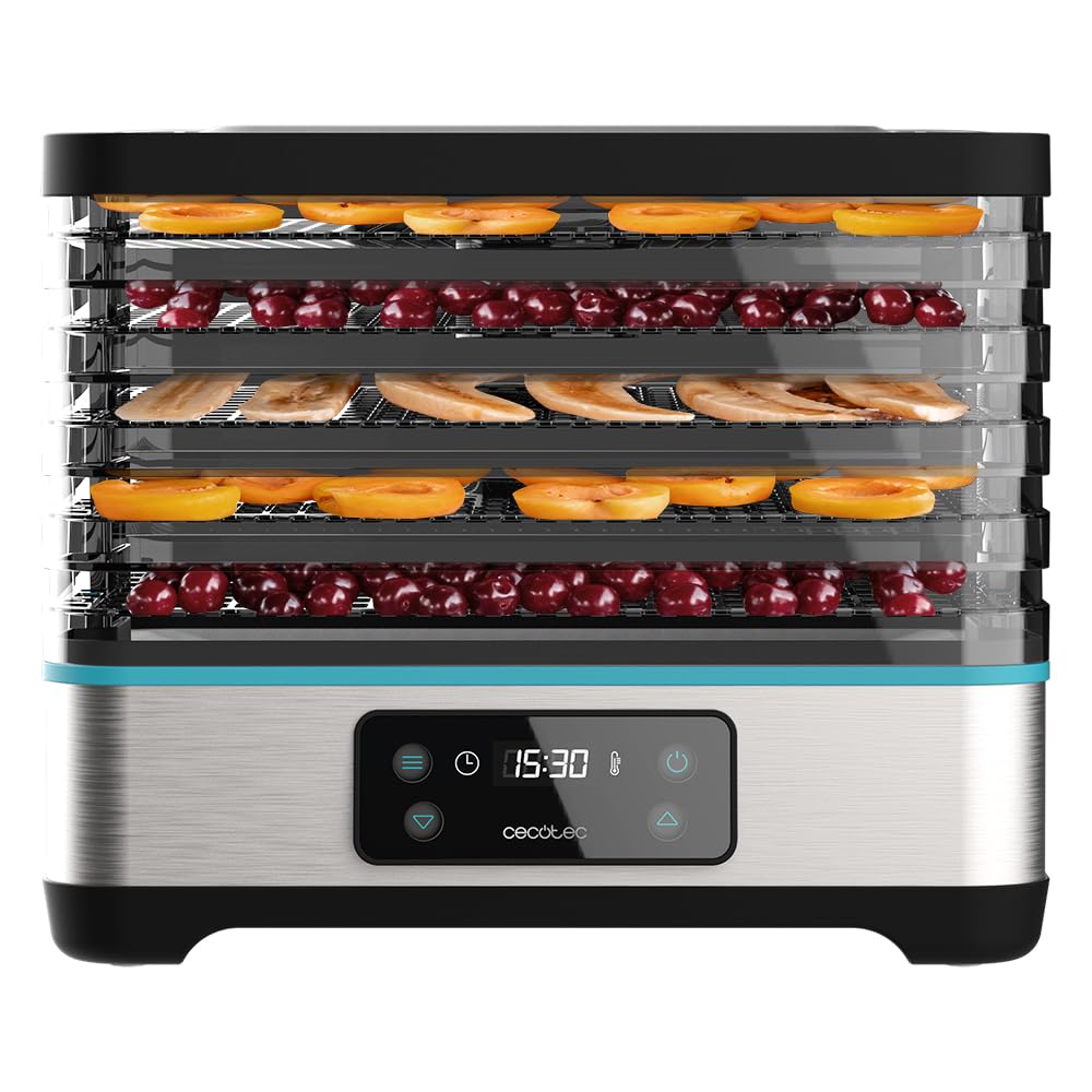 Cecotec VitaDry Pro Lebensmitteldehydrator, 300 W, Fruchtdehydrator mit 5 Ablagen, höhenverstellbar,