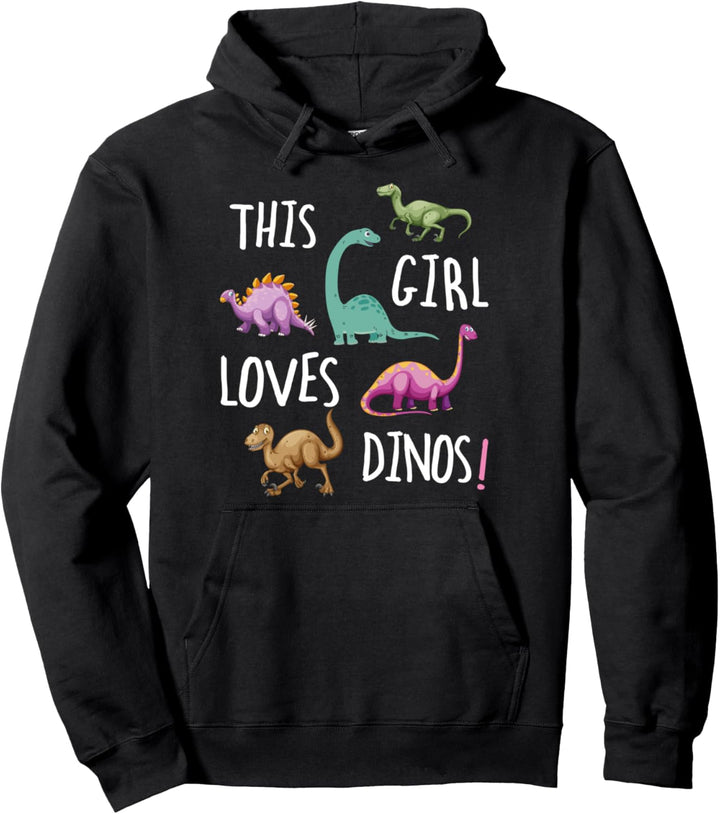 Great Dinosaurs With This Girls Loves Dinos for Women Girls Pullover Hoodie
