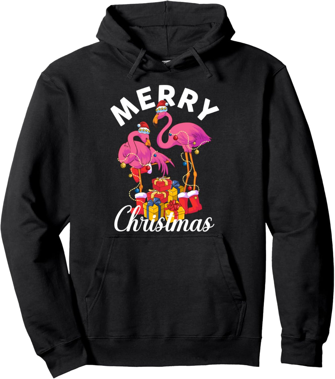 Familienkleidung für Damen: Flamingo-Weihnachtskleidung Pullover Hoodie