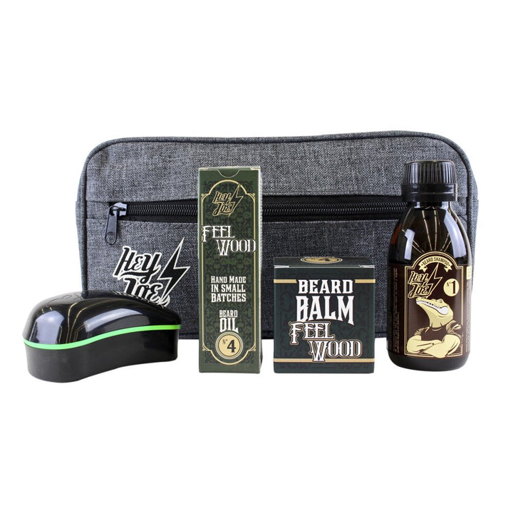 HEY JOE! Bearded Survival Kit Deluxe Nº 4 Feel Wood | Bartpflege Set für Männer Hochwertig [ Bartöl