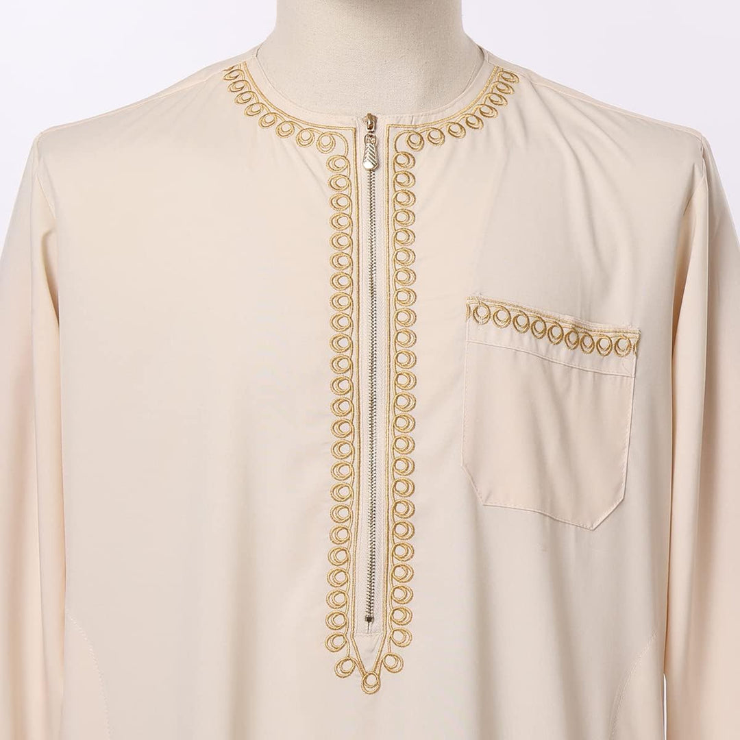 CAMDOM Naher Osten Arabische Herren Roben Muslimische Kaftan Kleidung V-Ausschnitt Thobe Arabisch Mu