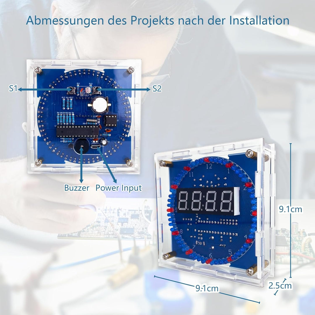 EIELE Vier Digitale Röhren elektronische Uhr rotierendes Fliesslicht Temperaturkontrolle Lichtkontro