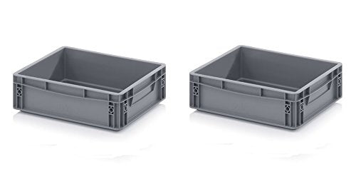 Auer Packaging 2x Eurobehälter-Eurobox 40 x 30 x 12 grau inkl. gratis Zollstock * 2er Set, 2