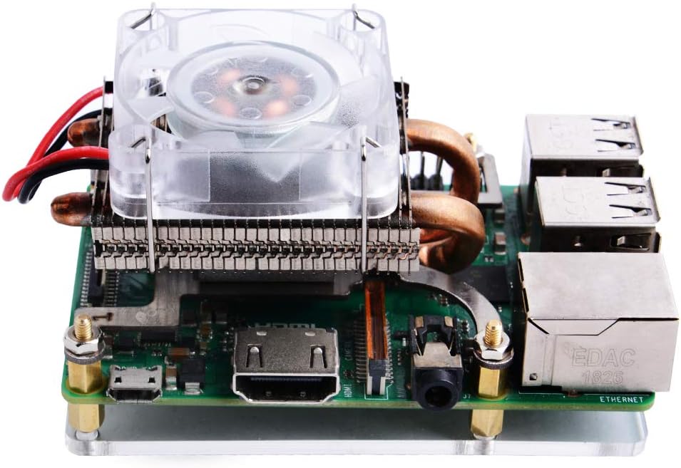 GeeekPi Raspberry Pi Low-Profile CPU Kühler, Raspberry Pi Horizontal Ice Tower Cooler, RGB PWM Cooli