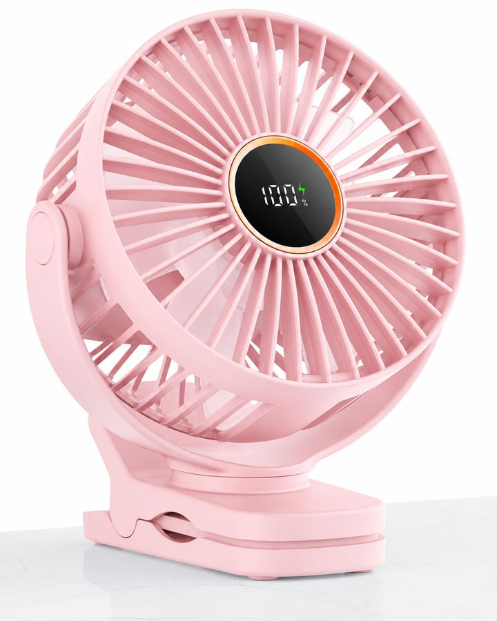 TUNISE USB Ventilator mit Clip, Mini Ventilator 3 Stufen 4,5 m/s, 2000mAh Akku 9,5Std Laufzeit, Tisc
