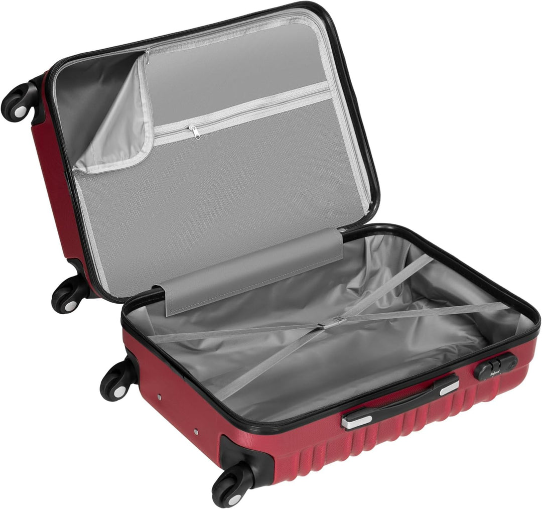 Zelsius Koffer Set 4 Stück, Rot | ABS Hartschalenkoffer mit Zahlenschloss, 4 Rollen und Innen Trennw