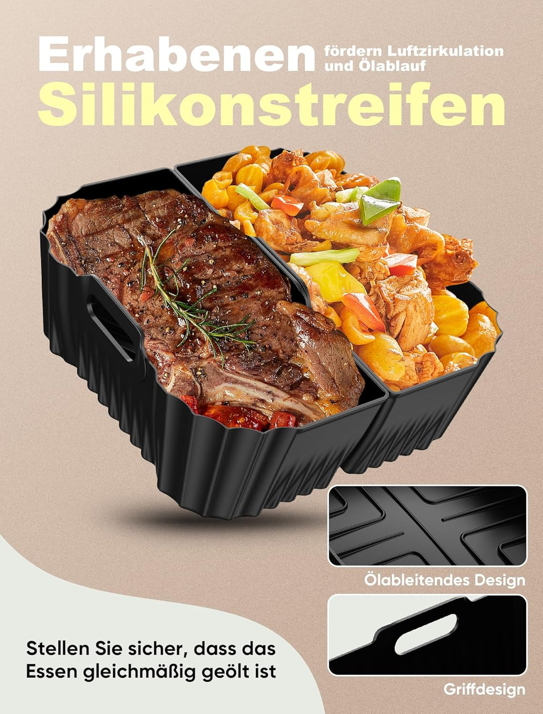 3 Stück Silikonform Heissluftfritteuse Für Ninja Air Frye PRO 4.7L/Max 6.2L/Cosori 5.5L/6L/Philips 6