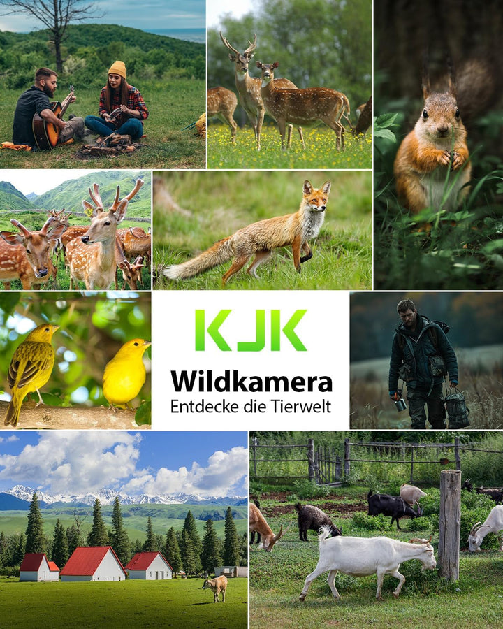 KJK Wildkamera WLAN 2.7K 64MP mit 64GB SD Karte, Wildtierkamera mit Nachtsicht, 0.05s Auslöser Beweg