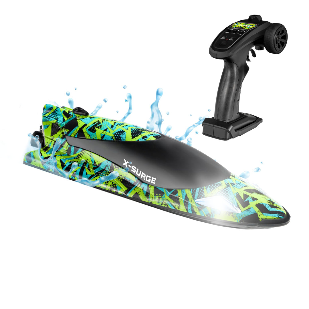 Overmax X-Surge Ferngesteuertes RC Speedboat Rennboot mit LED 35 km/h 1200 mAh Akkus 30 Minuten Spas
